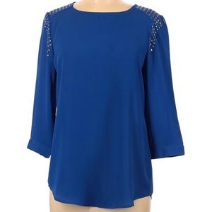 CHICO’S royal blue blouse with stud embellishments